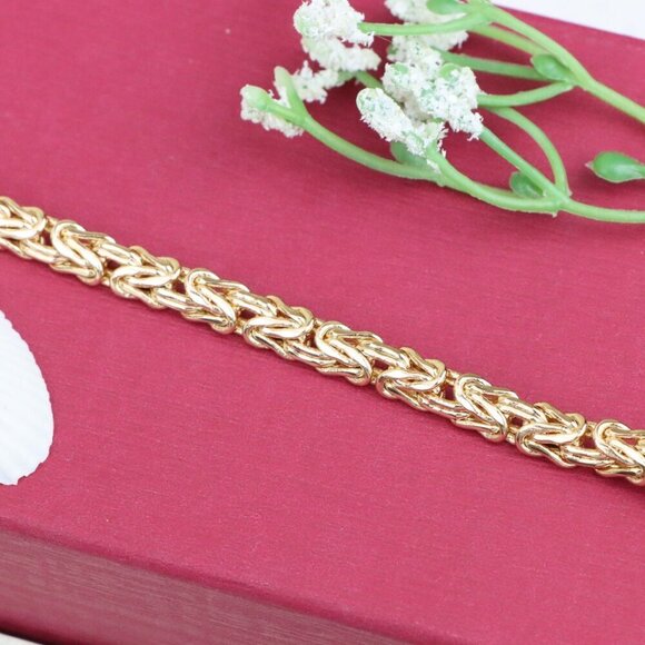 "Elegant Rose Gold Byzantine Chain Bracelet for Women, XPBL1126 - Picture 11 of 13